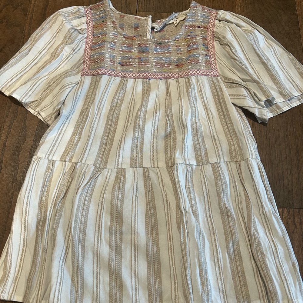 Entro Striped Blouse with Embroidery